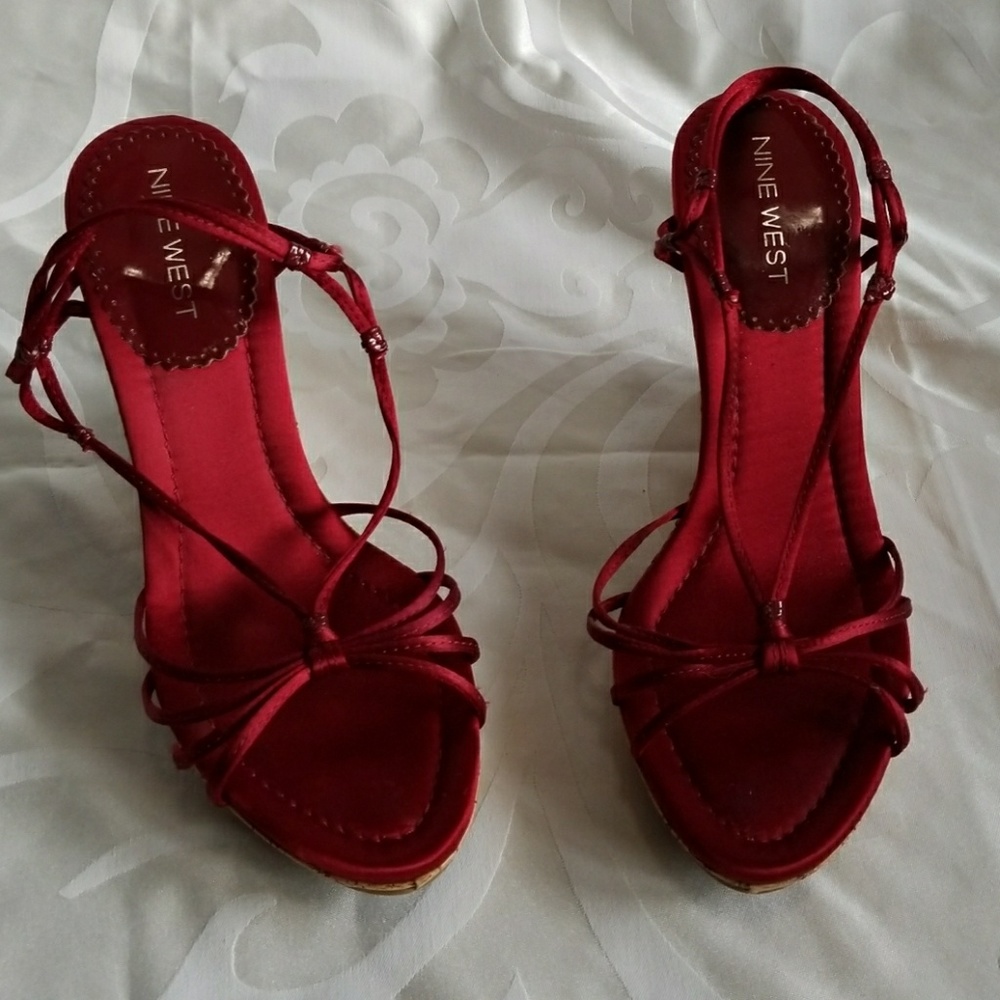 Nine West Red Strappy Wedge